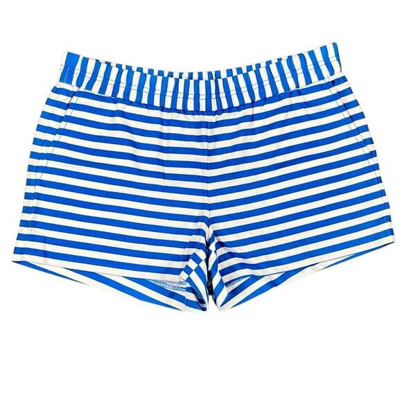 J. CREW Blue White Striped Pull-on Linen Blend  Shorts 8 - Picture 1 of 9